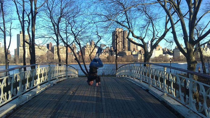Handstand-brug-vijver